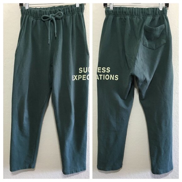 Korean Fashion Sweatpants Jogger Womens Medium Wide Hips High Rise Green - Picture 1 of 13